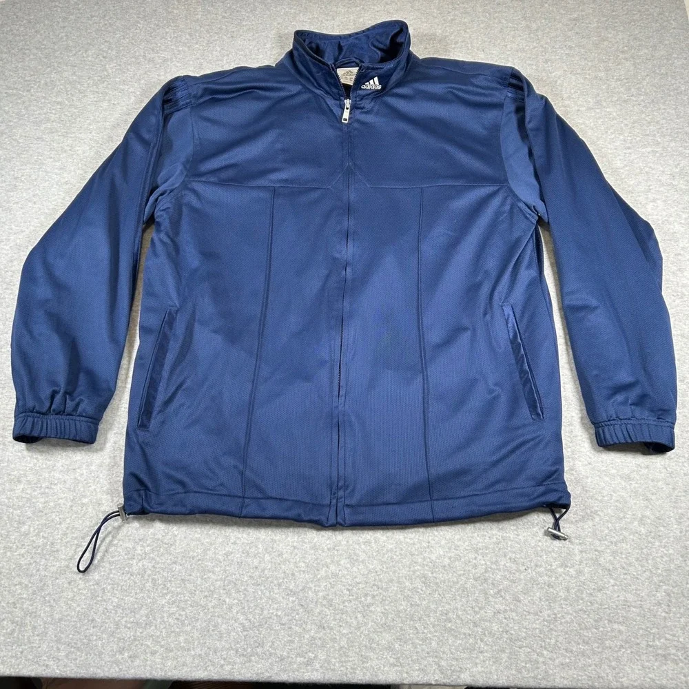 Adidas Track Jacket Mens Large Blue Y2K Vintage Basketball Full‎ Zip Shiny